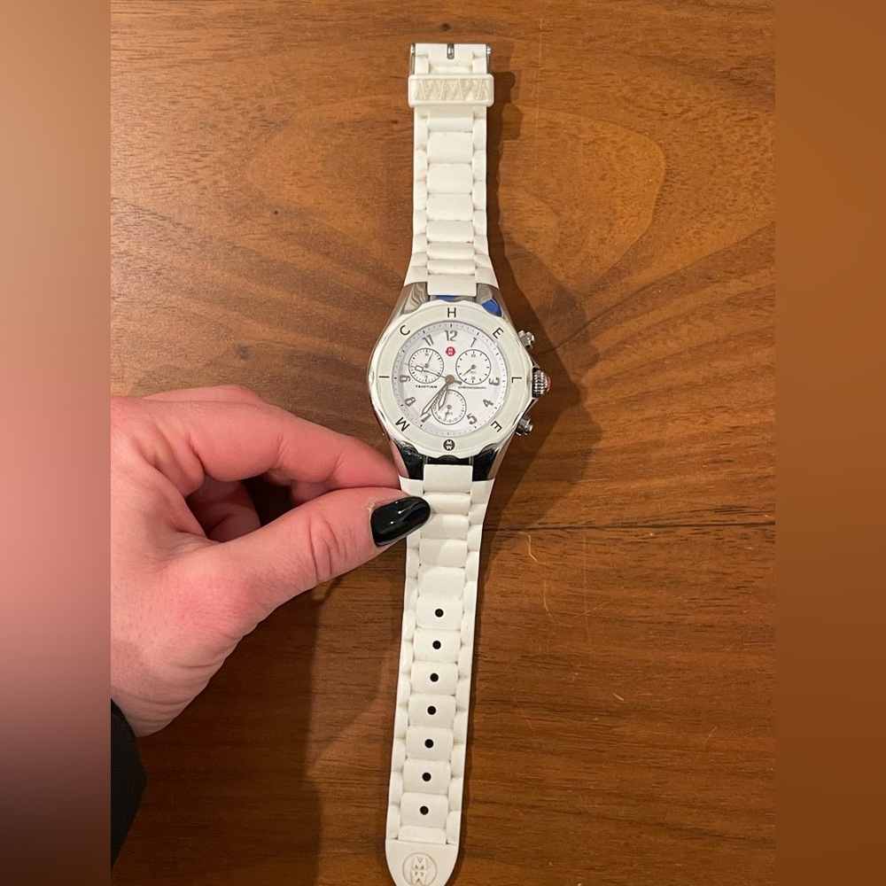 Michele White Tahitan Jelly Bean Watch